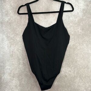 Athleta One Piece Swimsuit Womens‎ Large Black Athletic Sporty Swim
